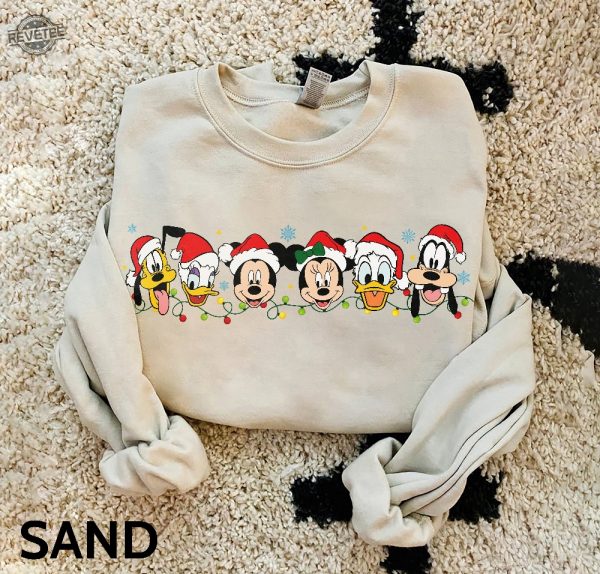 Disney Friends Christmas Sweatshirt Mickey Minnie Christmas Shirts Christmas Light Shirts Christmas Gifts Disneyworld Shirt Disney Xmas Unique revetee 4