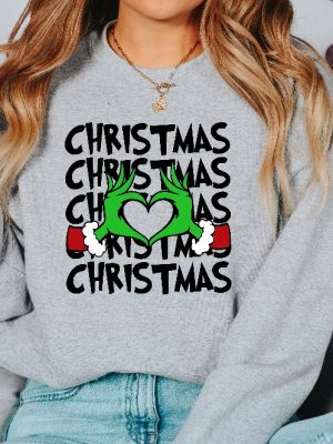 Christmas Shirt Grinch T Shirt Dr Seuss Outfit Christmas Gifts Heart Hands Graphic Tees Xmas Womens Clothing Holiday T Shirts Unique revetee 4