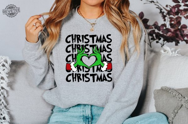 Christmas Shirt Grinch T Shirt Dr Seuss Outfit Christmas Gifts Heart Hands Graphic Tees Xmas Womens Clothing Holiday T Shirts Unique revetee 4