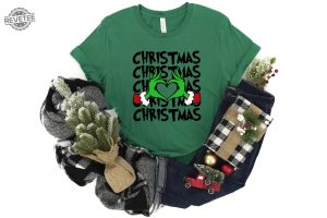 Christmas Shirt Grinch T Shirt Dr Seuss Outfit Christmas Gifts Heart Hands Graphic Tees Xmas Womens Clothing Holiday T Shirts Unique revetee 5