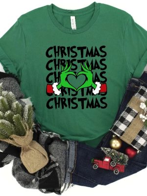 Christmas Shirt Grinch T Shirt Dr Seuss Outfit Christmas Gifts Heart Hands Graphic Tees Xmas Womens Clothing Holiday T Shirts Unique revetee 5