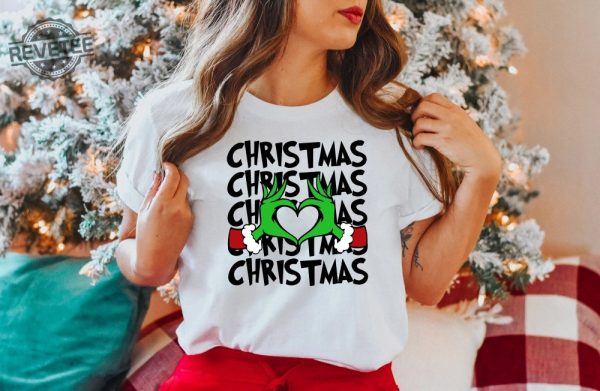 Christmas Shirt Grinch T Shirt Dr Seuss Outfit Christmas Gifts Heart Hands Graphic Tees Xmas Womens Clothing Holiday T Shirts Unique revetee 6