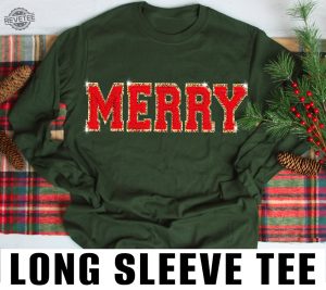 Chenille Patch Christmas Sweatshirt Christmas Shirts Merry Christmas Crewneck Cute Winter Sweater Unique revetee 2