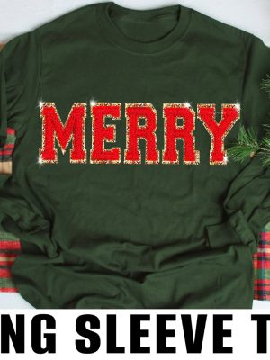 Chenille Patch Christmas Sweatshirt Christmas Shirts Merry Christmas Crewneck Cute Winter Sweater Unique revetee 2