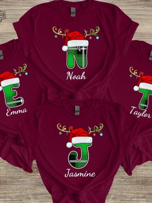 Monogrammed Family Christmas Shirt Personalized Christmas Family T Shirt Custom Christmas Sweatshirt With Name Alphabet Family Shirt Unique revetee 2