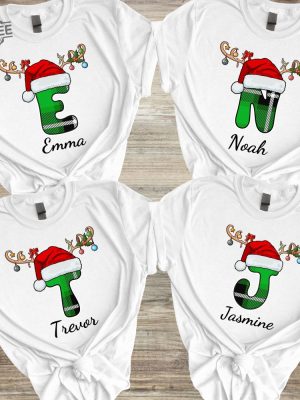 Monogrammed Family Christmas Shirt Personalized Christmas Family T Shirt Custom Christmas Sweatshirt With Name Alphabet Family Shirt Unique revetee 3