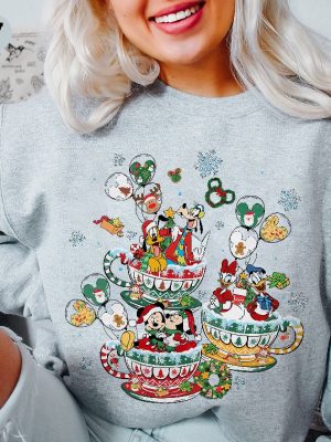 Mickeys Very Merry Christmas Party 2023 Sweatshirt Disney Family Christmas Sweatshirt Mickey Mouse Tea Cup Shirt Xmas Party Sweatshirt Unique revetee 6