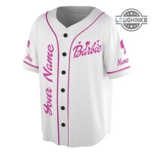 barbie costume all over printed barbie baseball jersey shirts custom name doll jersey personalized come on barbie lets go party barbenheimer movie 2023 laughinks 2