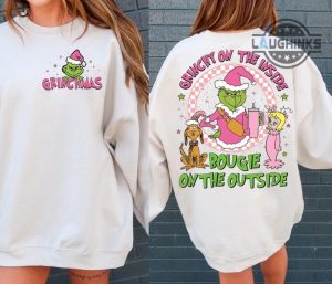 pink grinch sweatshirt tshirt hoodie grinchy on the inside bougie on the outside t shirt in my grinch era shirts funny grinchmas gift boojee the grinch laughinks 1