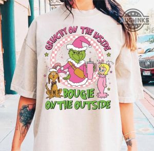 pink grinch sweatshirt tshirt hoodie grinchy on the inside bougie on the outside t shirt in my grinch era shirts funny grinchmas gift boojee the grinch laughinks 2