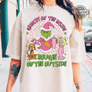 pink grinch sweatshirt tshirt hoodie grinchy on the inside bougie on the outside t shirt in my grinch era shirts funny grinchmas gift boojee the grinch laughinks 2