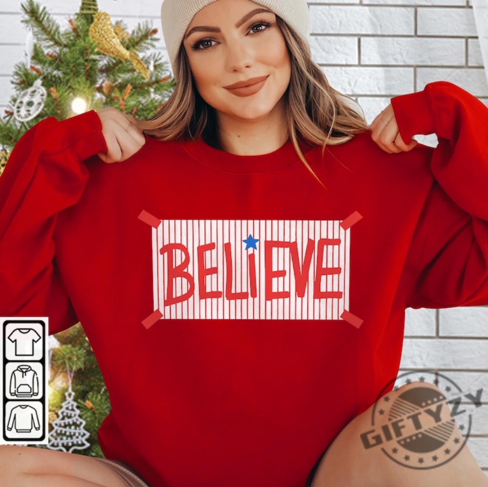 Phillies Believe Shirt Bryce Harper Hoodie Red October Sweatshirt Philadelphia Believe  Tshirt Postseason 2023 Shirt