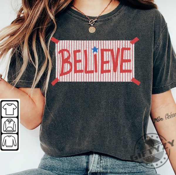 Phillies Believe Shirt Bryce Harper Hoodie Red October Sweatshirt Philadelphia Believe Tshirt Postseason 2023 Shirt giftyzy 4