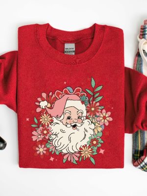 Pink Santa Hat Sweatshirt Santa Santa Shirt Retro Pink Santa Shirt Classic Christmas Pink Christmas Holiday Clothing Gift For Women Unique revetee 4