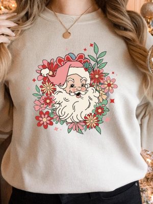 Pink Santa Hat Sweatshirt Santa Santa Shirt Retro Pink Santa Shirt Classic Christmas Pink Christmas Holiday Clothing Gift For Women Unique revetee 6