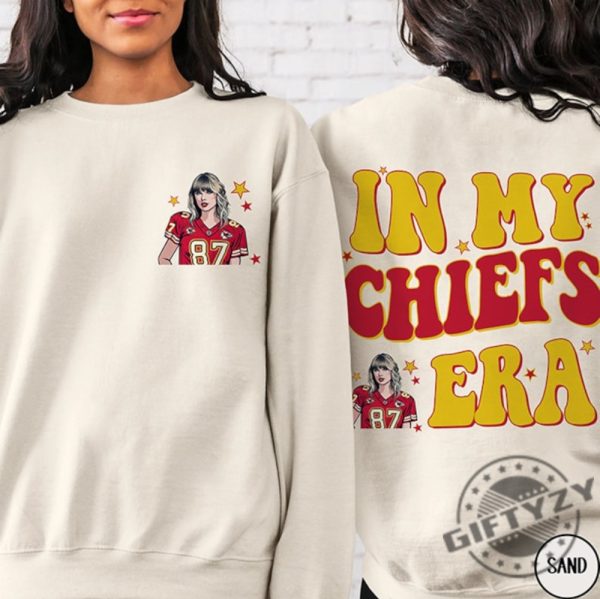 Retro In My Chiefs Era Shirt Vintage Travis Kelce Tshirt America Football Sweatshirt Football Fan Gifts Hoodie Travis Kelce The Eras Tour Shirt giftyzy 2 2