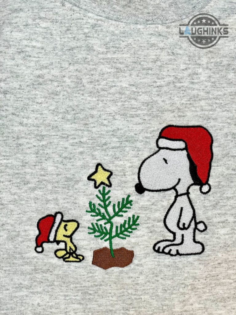 peanuts christmas sweatshirt tshirt hoodie embroidered snoopy and woodstock shirts embroidery charlie brown crewneck sweater xmas gift laughinks 1