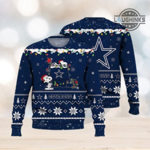 snoopy ugly christmas sweater all over printed snoopy football artificial wool sweatshirt dallas cowboys gift for fan nfl snoopy costume laughinks 2