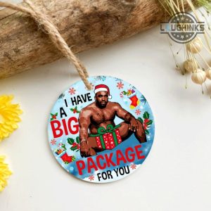 barry wood christmas ornament both sided i have a big package for you circle ornaments funny meme gag xmas tree decoration gift for family laughinks 4