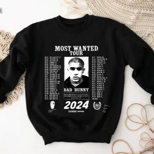 Bad Bunny Most Wanted Tour 2024 Sweatshirt Bad Bunny Sweater Most Wanted Tour Sweatshirt Bad Bunny Fan Sweater Bad Bunny Merch Unique revetee 2