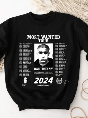 Bad Bunny Most Wanted Tour 2024 Sweatshirt Bad Bunny Sweater Most Wanted Tour Sweatshirt Bad Bunny Fan Sweater Bad Bunny Merch Unique revetee 2