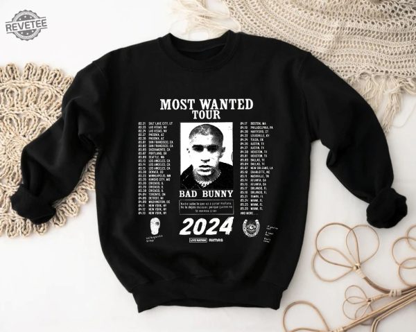 Bad Bunny Most Wanted Tour 2024 Sweatshirt Bad Bunny Sweater Most Wanted Tour Sweatshirt Bad Bunny Fan Sweater Bad Bunny Merch Unique revetee 2