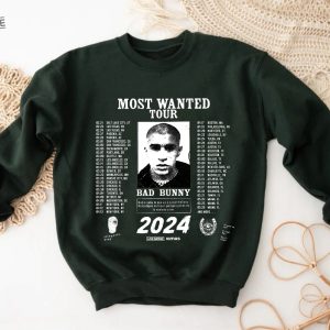 Bad Bunny Most Wanted Tour 2024 Sweatshirt Bad Bunny Sweater Most Wanted Tour Sweatshirt Bad Bunny Fan Sweater Bad Bunny Merch Unique revetee 3