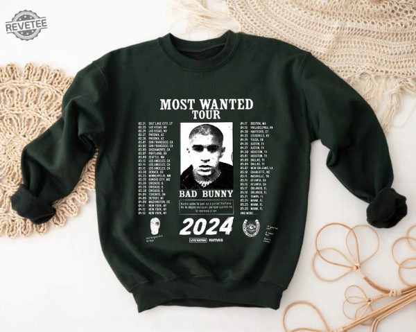 Bad Bunny Most Wanted Tour 2024 Sweatshirt Bad Bunny Sweater Most Wanted Tour Sweatshirt Bad Bunny Fan Sweater Bad Bunny Merch Unique revetee 3