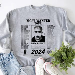 Bad Bunny Most Wanted Tour 2024 Sweatshirt Bad Bunny Sweater Most Wanted Tour Sweatshirt Bad Bunny Fan Sweater Bad Bunny Merch Unique revetee 4