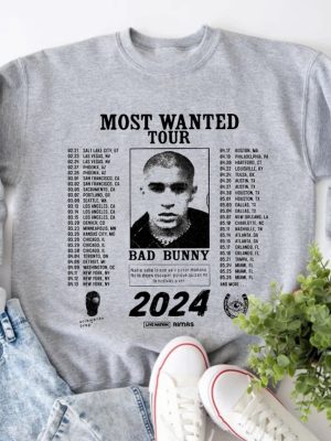 Bad Bunny Most Wanted Tour 2024 Sweatshirt Bad Bunny Sweater Most Wanted Tour Sweatshirt Bad Bunny Fan Sweater Bad Bunny Merch Unique revetee 4