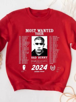 Bad Bunny Most Wanted Tour 2024 Sweatshirt Bad Bunny Sweater Most Wanted Tour Sweatshirt Bad Bunny Fan Sweater Bad Bunny Merch Unique revetee 6