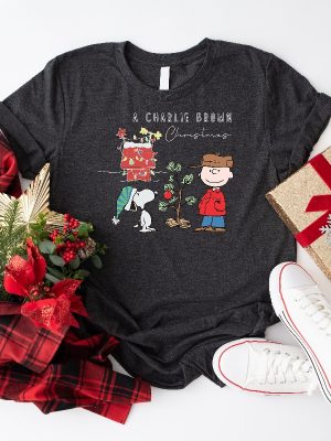 Christmas Snoopy Charlie Shirt Charlie Brown Cartoon New Year Tee Vintage Dog Christmas Gift Peanuts Snoopy Woodstock Christmas Shirt Unique revetee 2