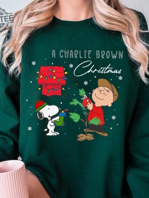 Charlie And The Snoopy Christmas Sweatshirt Christmas Cartoon Dog Sweatshirt Christmas Gift Vintage Sweatshirt Unique revetee 5 1