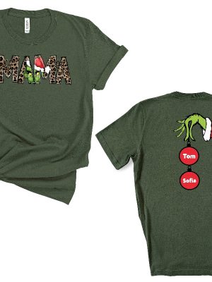 Custom Mama Grinch Sweatshirt Christmas Kids Names Shirt Mama Gift Sweat Xmas Mom Pajamas Mother Gift Shirt Mama Christmas Gift Tee Unique revetee 5