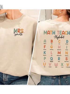 Custom Name Math Teacher Sweatshirt Math Teacher Alphabet Shirt Math Teacher Shirt Math Teacher Gifts Math Teacher Gift For Math Unique revetee 2