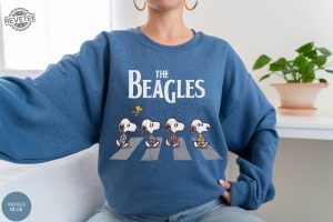 Snoopy Shirt The Beagles Sweatshirt Abbey Road Inspired Shirt Fall Dogs Shirt Funny Beatles Inspired Apparel Cartoon Sweater Snoopy Unique revetee 2