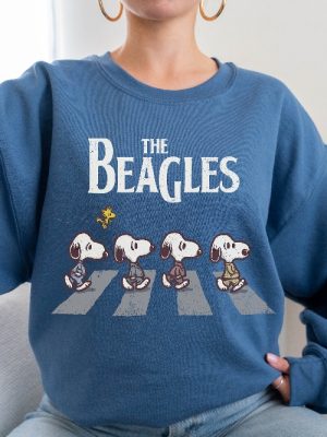 Snoopy Shirt The Beagles Sweatshirt Abbey Road Inspired Shirt Fall Dogs Shirt Funny Beatles Inspired Apparel Cartoon Sweater Snoopy Unique revetee 2