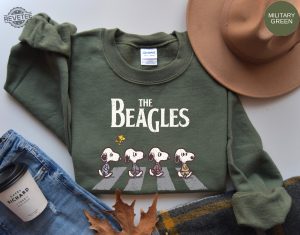 Snoopy Shirt The Beagles Sweatshirt Abbey Road Inspired Shirt Fall Dogs Shirt Funny Beatles Inspired Apparel Cartoon Sweater Snoopy Unique revetee 3