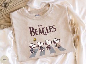 Snoopy Shirt The Beagles Sweatshirt Abbey Road Inspired Shirt Fall Dogs Shirt Funny Beatles Inspired Apparel Cartoon Sweater Snoopy Unique revetee 4