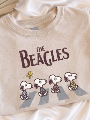 Snoopy Shirt The Beagles Sweatshirt Abbey Road Inspired Shirt Fall Dogs Shirt Funny Beatles Inspired Apparel Cartoon Sweater Snoopy Unique revetee 4