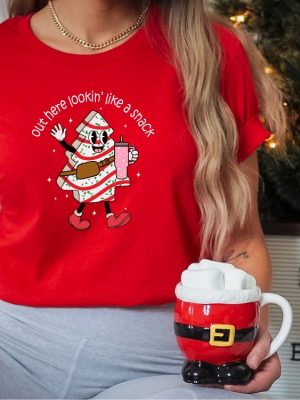 Boojee Out Here Lookin Like A Snack Funny Xmas Christmas Tree Cake Sweatshirt Christmas Tree Cake Shirt Boojee Christmas Shirt Unique revetee 3