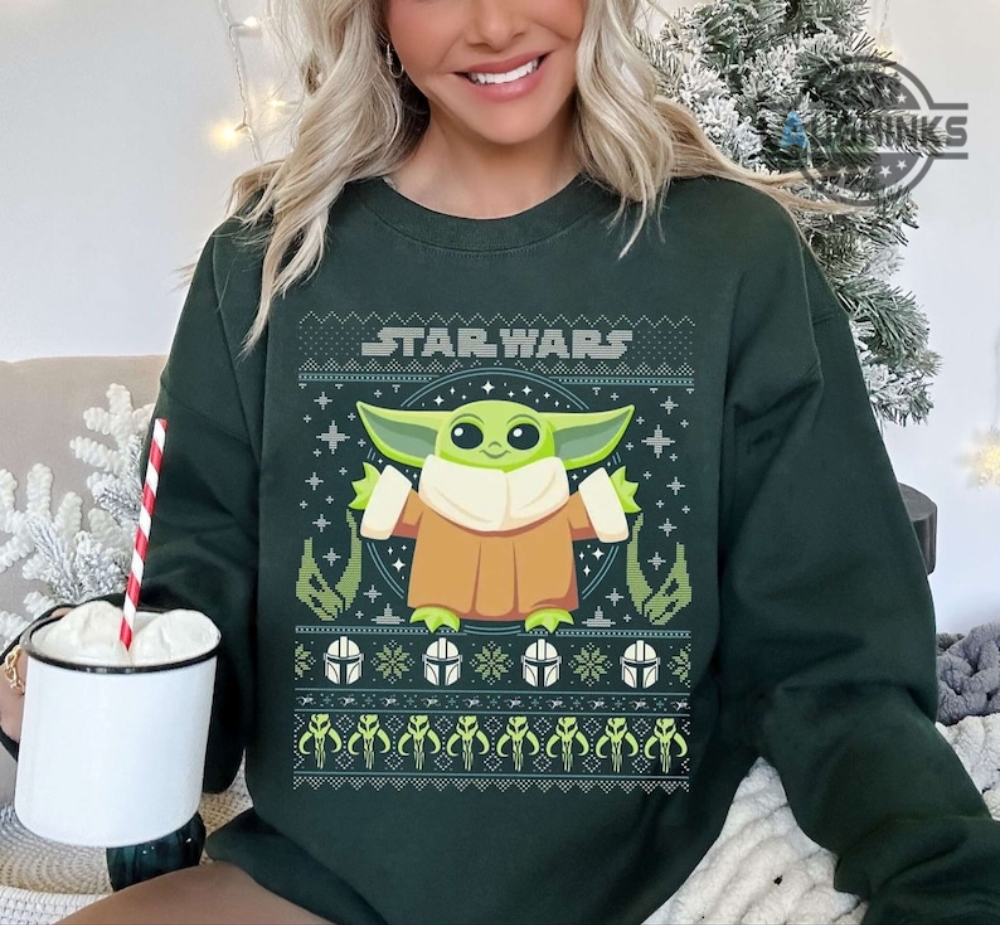 Star Wars Christmas Shirt Sweatshirt Hoodie Mens Womens Baby Yoda Ugly Christmas Sweater Baby Yoda Disney Xmas Shirts Mandalorian Halloween Costume