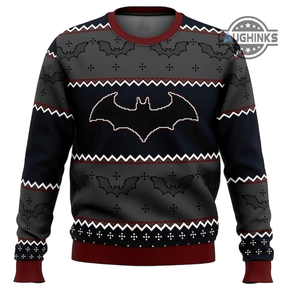 Batman Christmas Sweater All Over Printed Batman Movie Dark Ugly Christmas Artificial Wool Sweatshirt Gift For Men Women Arkham Knight Robin Batman Suit