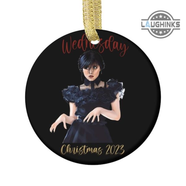 wednesday addams christmas ornament morticia jenna ortega black wednesday addams dance creepy halloween xmas 2023 gift gothic holiday decorations laughinks 3