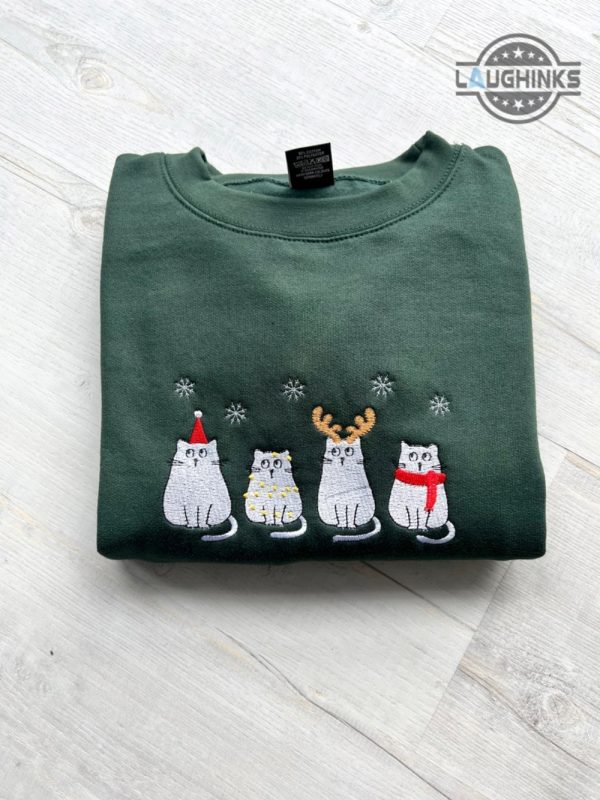 meowy christmas sweater tshirt hoodie embroidered merry catmas embroidery shirts cute happy cats sweatshirt xmas gift for cat lovers cat halloween costume laughinks 1
