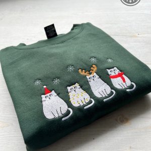 meowy christmas sweater tshirt hoodie embroidered merry catmas embroidery shirts cute happy cats sweatshirt xmas gift for cat lovers cat halloween costume laughinks 3
