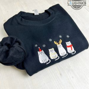 meowy christmas sweater tshirt hoodie embroidered merry catmas embroidery shirts cute happy cats sweatshirt xmas gift for cat lovers cat halloween costume laughinks 4