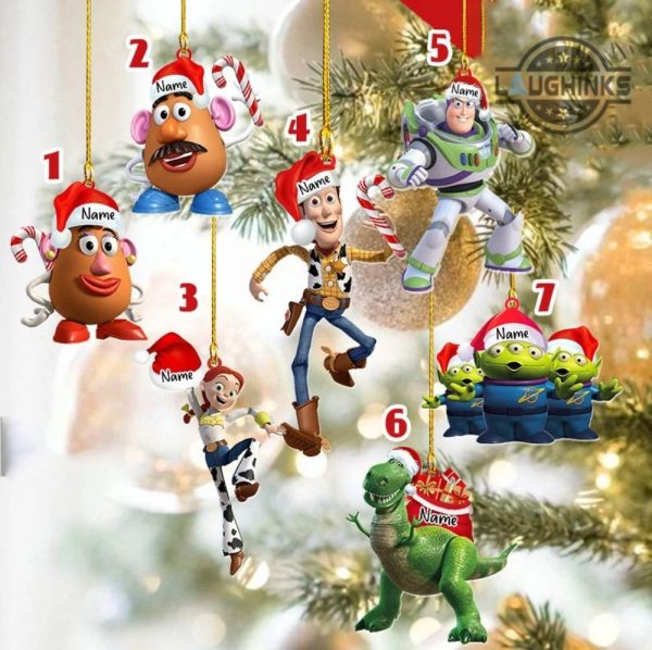 buzz lightyear ornament personalized toy story wooden christmas ornaments 2023 disney movie woody jessie bo peep aliens sid xmas tree decorations gift laughinks 2
