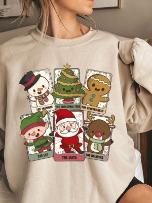 Tarot Card Christmas Sweatshirt Retro Tarot Christmas Shirt Christmas Santa Ghost Christmas Gift Tis The Season Christmas Tree Shirt Unique revetee 4