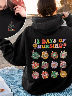 12 Days Of Nursing Hospital Christmas Sweatshirt Custom Christmas Nurse Crewneck Xmas Winter Nurse Crew Hoodie Personalized Nurse Gift Unique revetee 4